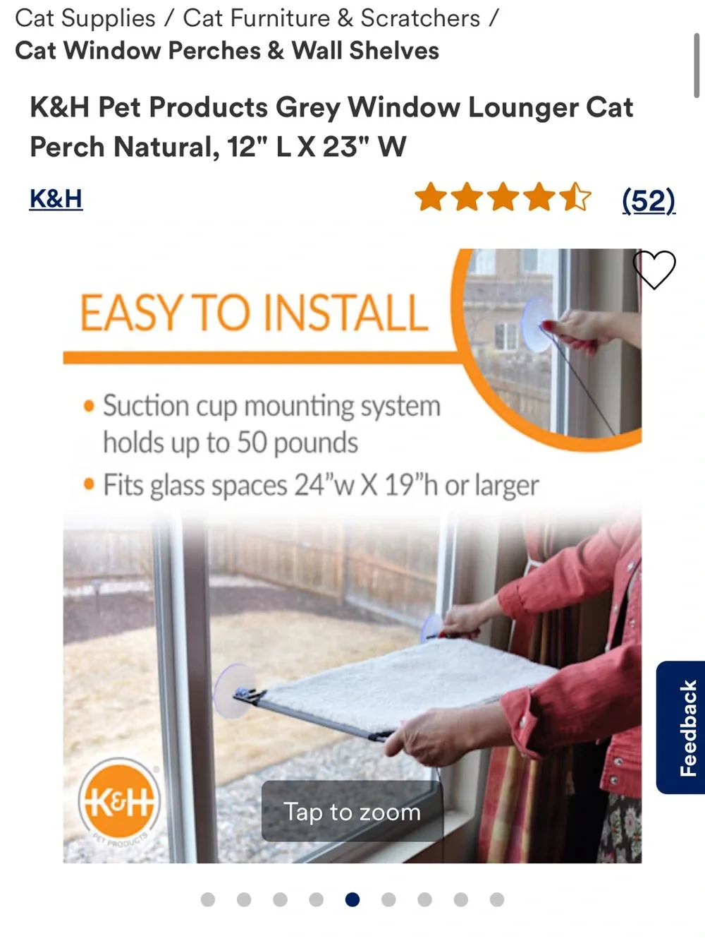 K&H cat window lounger ledge - new in box